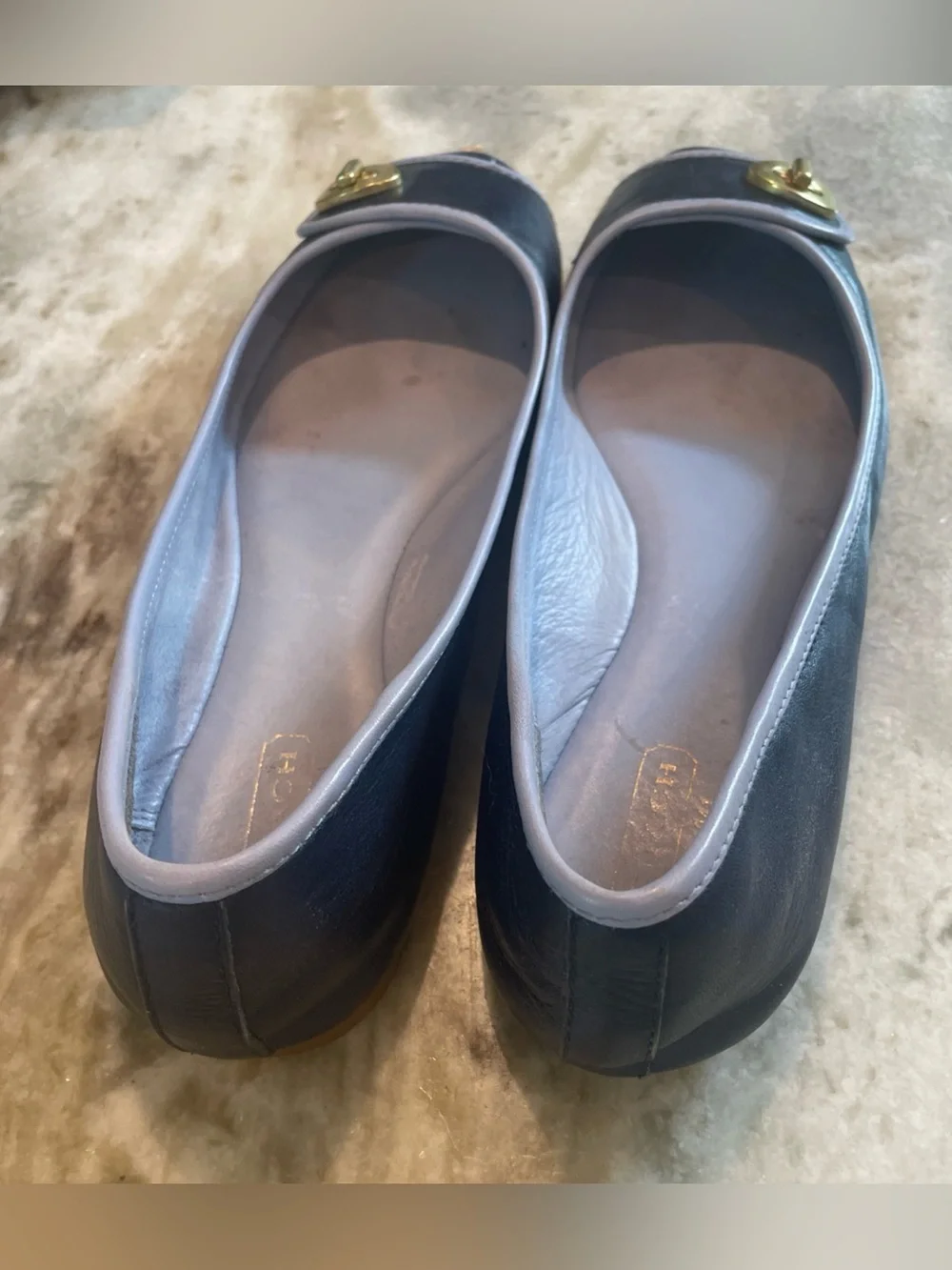 Coach Vintage Vegan Leather Navy Chambray Ballet Flats Size 8.5